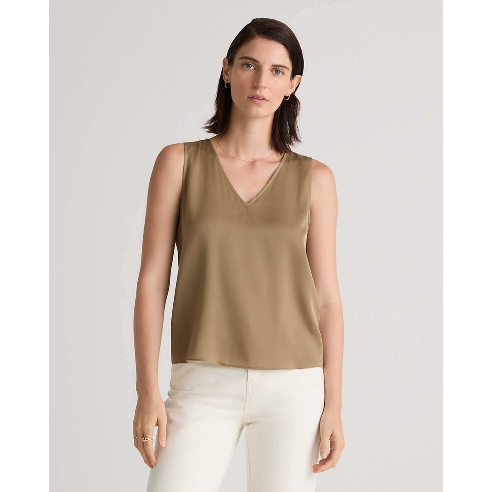 Quince $128 Women's Washable Stretch Silk Tank in Dogwood Small
